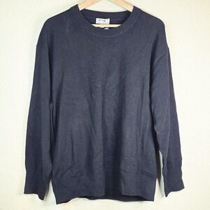 NWT J Crew Cashmere Black Relaxed Crewneck Sweater Men Size Medium - READ